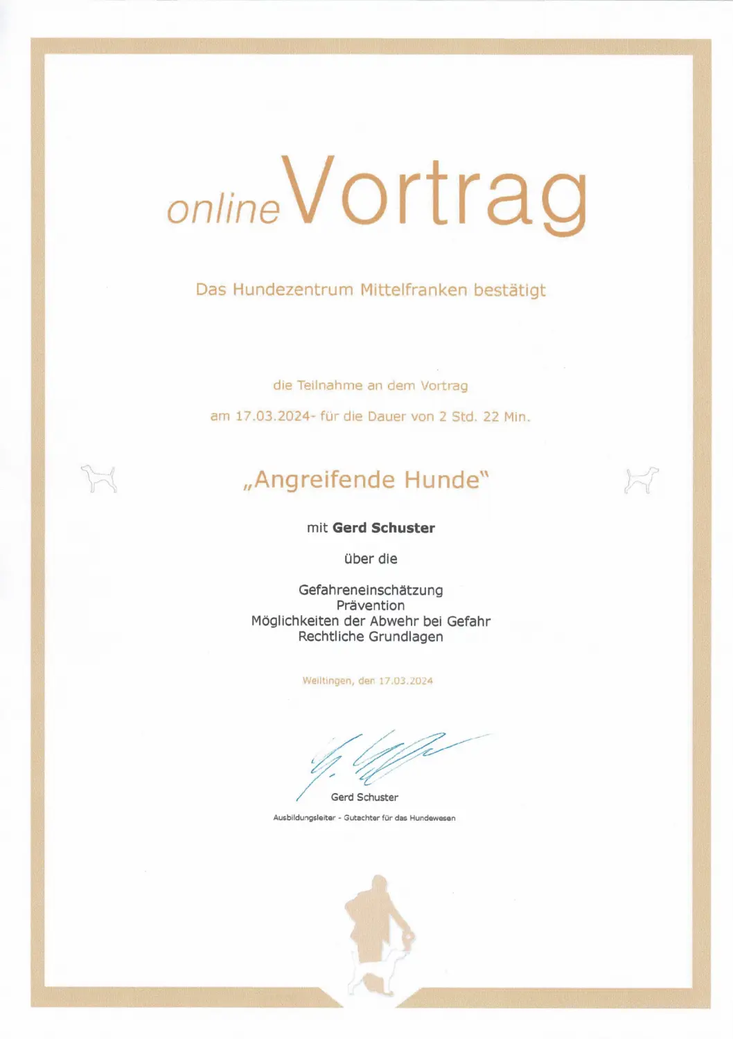 Mensch/Hund-Coaching-Zertifikat
