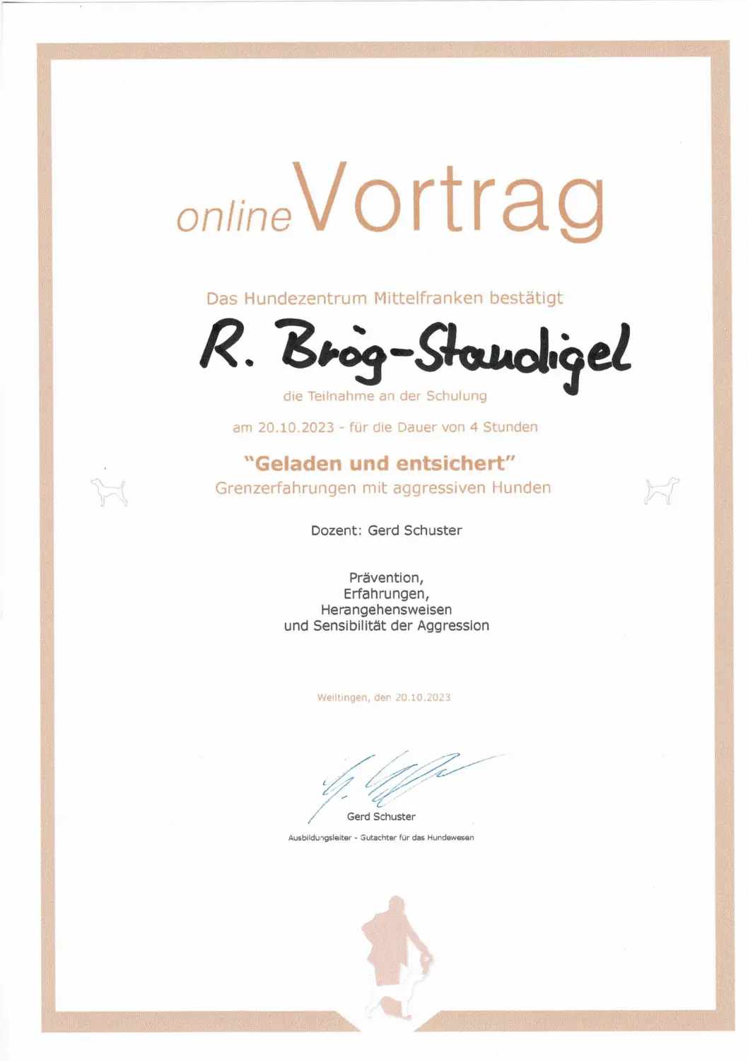 Mensch/Hund-Coaching-Zertifikat