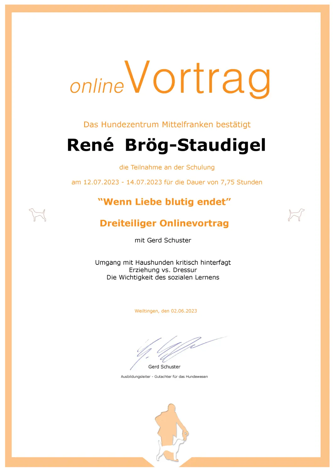 Mensch/Hund-Coaching-Zertifikat