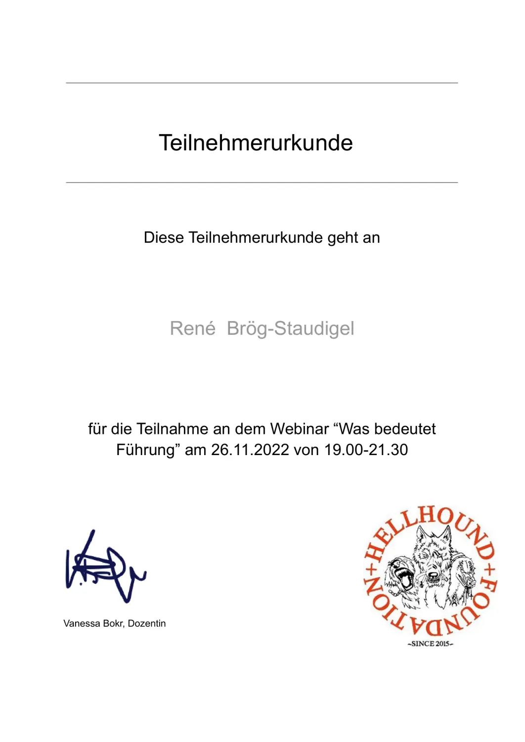 Mensch/Hund-Coaching-Zertifikat