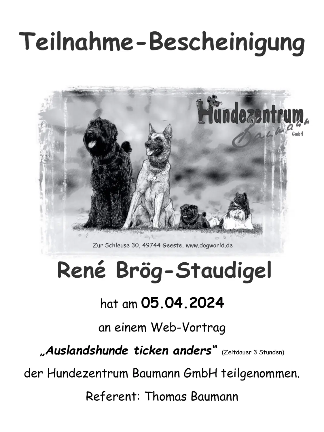 Mensch/Hund-Coaching-Zertifikat