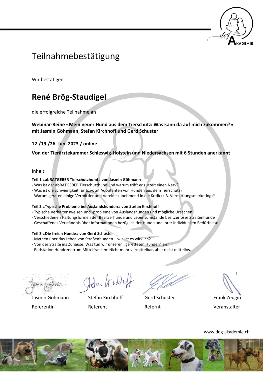 Mensch/Hund-Coaching-Zertifikat
