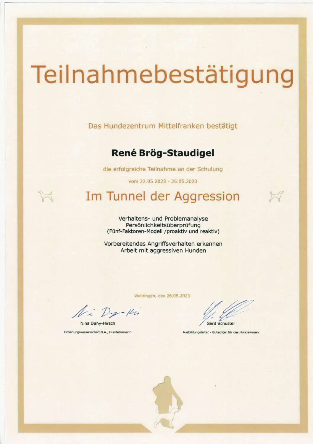 Mensch/Hund-Coaching-Zertifikat