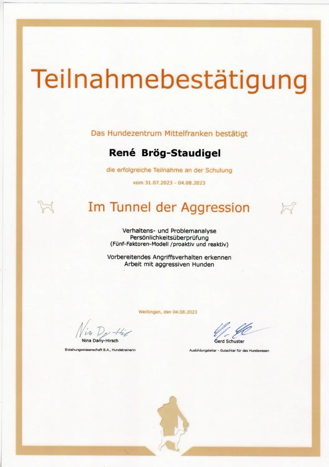 Mensch/Hund-Coaching-Zertifikat
