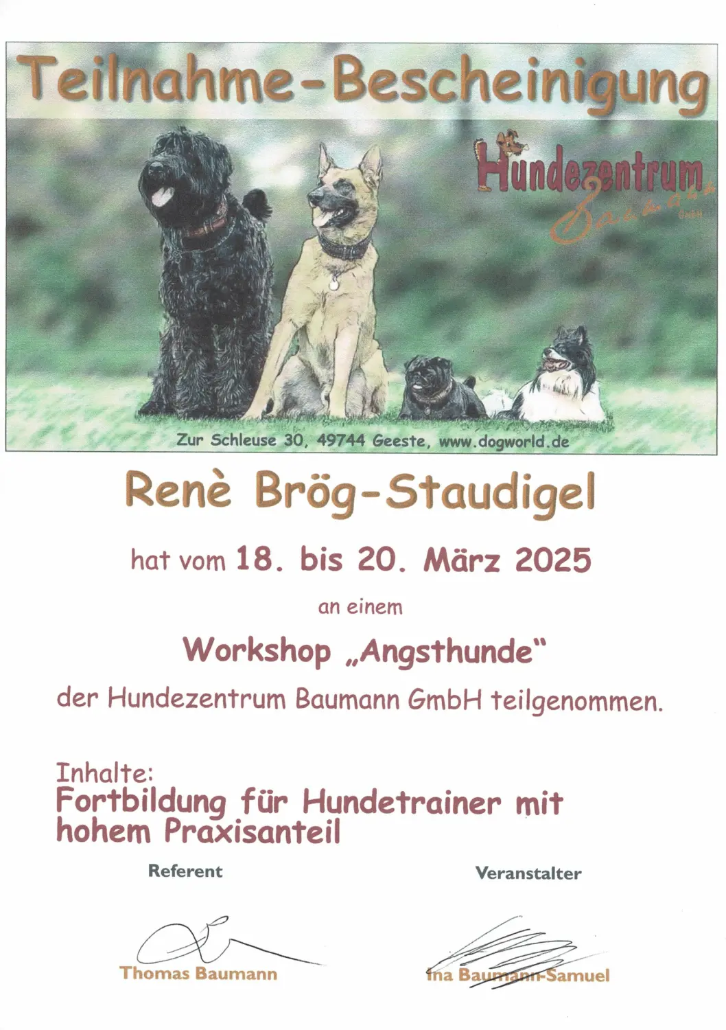 Mensch/Hund-Coaching-Zertifikat