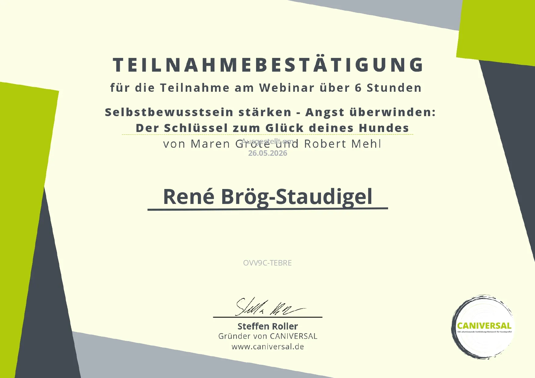 Mensch/Hund-Coaching-Zertifikat